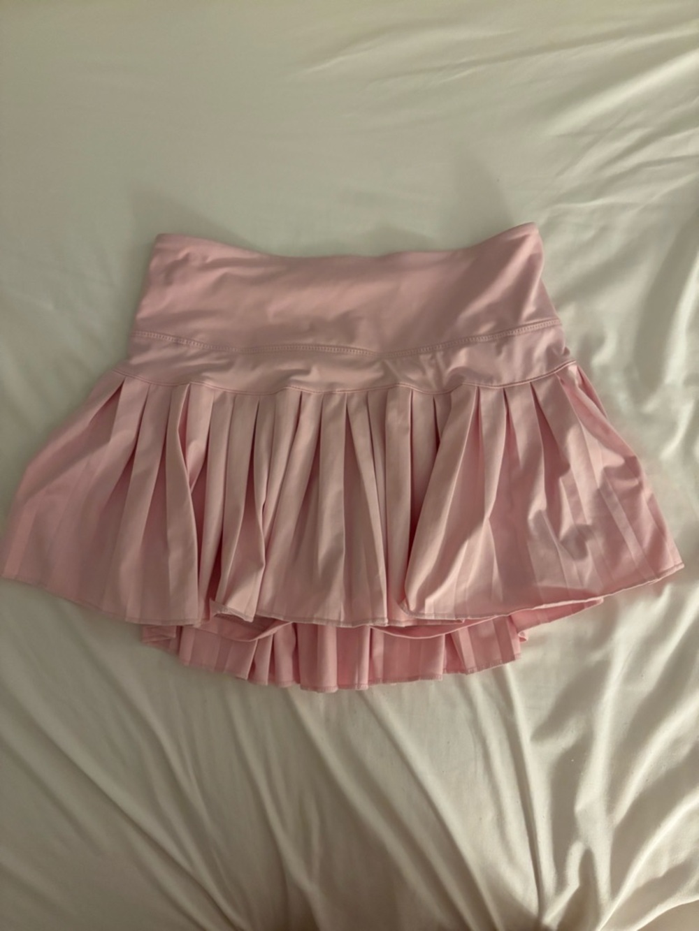 Pleated Mini Skirt in Light Pink with High Waist
